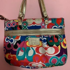Authentic coach colorful rainbow purse